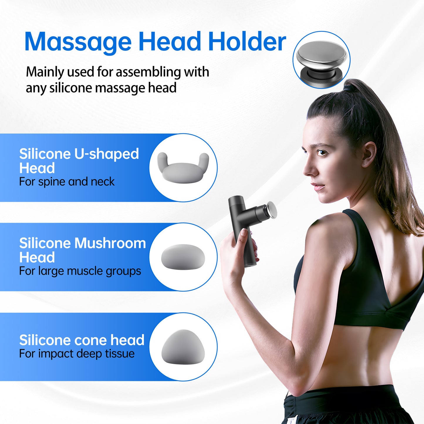 Professional Deep Tissue Massage Gun With Heat Therapy - 3 Interchangeable Heads, 5 Speed Levels, Rechargeable Percussion Muscle Relaxer For Back, Neck & Leg Pain Relief, USB-C Charging
