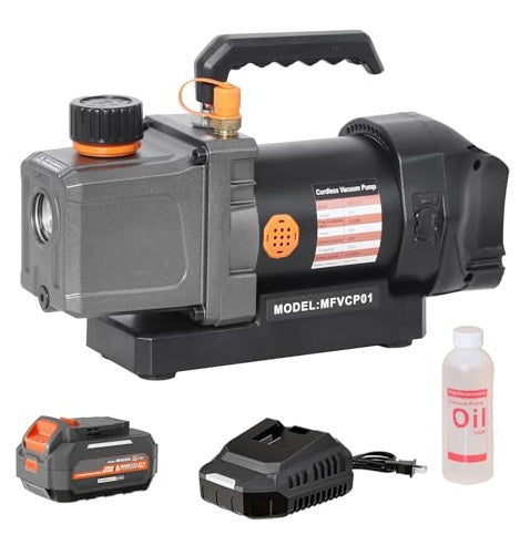 Mayoki Cordless 2.5CFM Vacuum Pump Kit – Compatible with Dewalt 20V MAX, 4.0Ah Battery, Oil‑Gas Separation, Low Noise Design