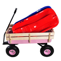 Outdoor Wagon – All‑Terrain Steel Pulling Cart with Wooden Railings, 10