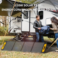 100W Foldable Solar Charging Panel – High Efficiency with USB‑C PD3.0, USB‑A QC3.0 & DC Output for Camping, RV & Outdoor Use