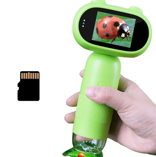 Kids' Digital Handheld Microscope – 500–1000X Zoom, 2" IPS Screen Pocket-Sized Science Toy & Educational Gift for Birthdays & Holidays