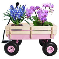 Outdoor Wagon – All‑Terrain Steel Pulling Cart with Wooden Railings, 10