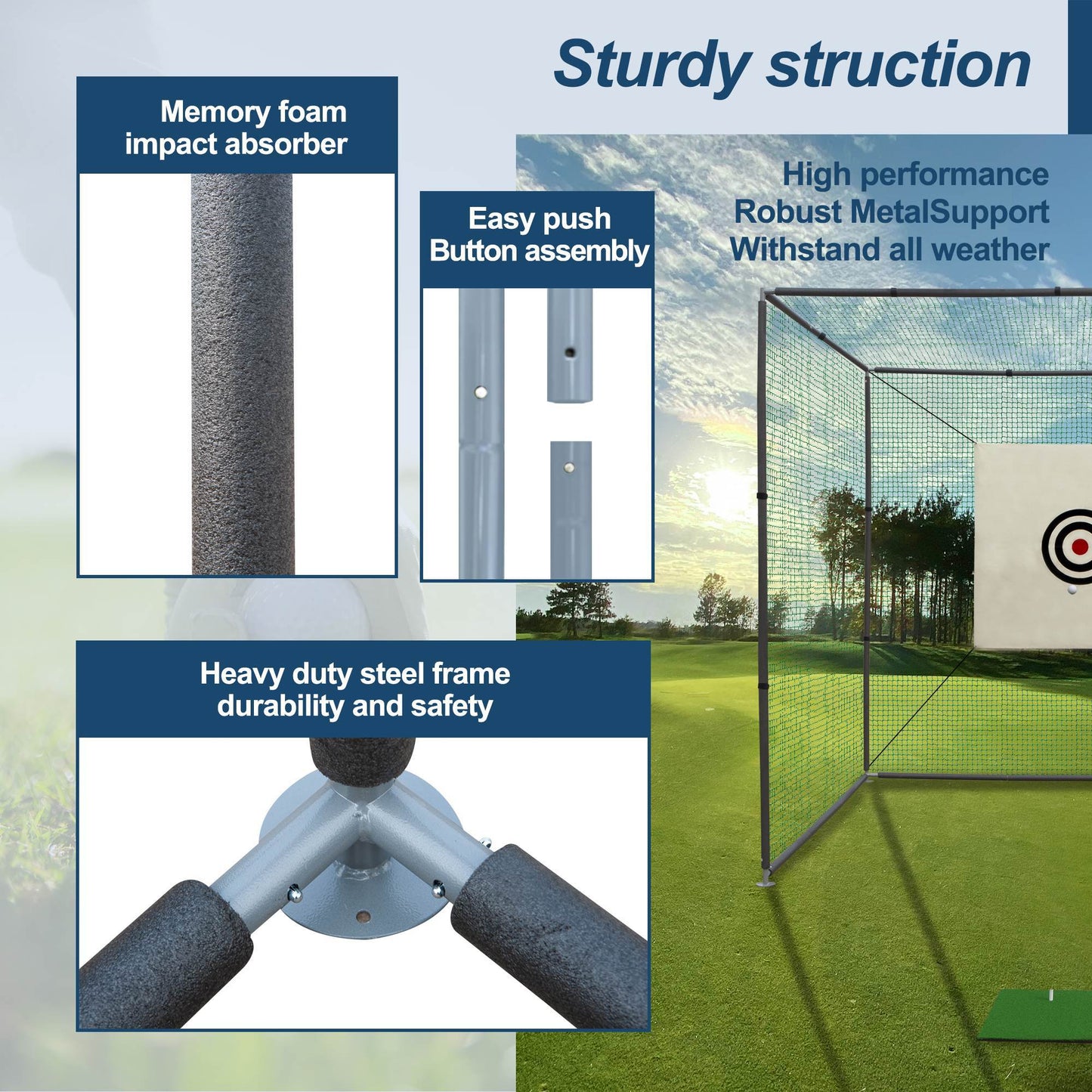 Golf Practice Net Cage with Metal Frame – Indoor & Outdoor Hitting Kit