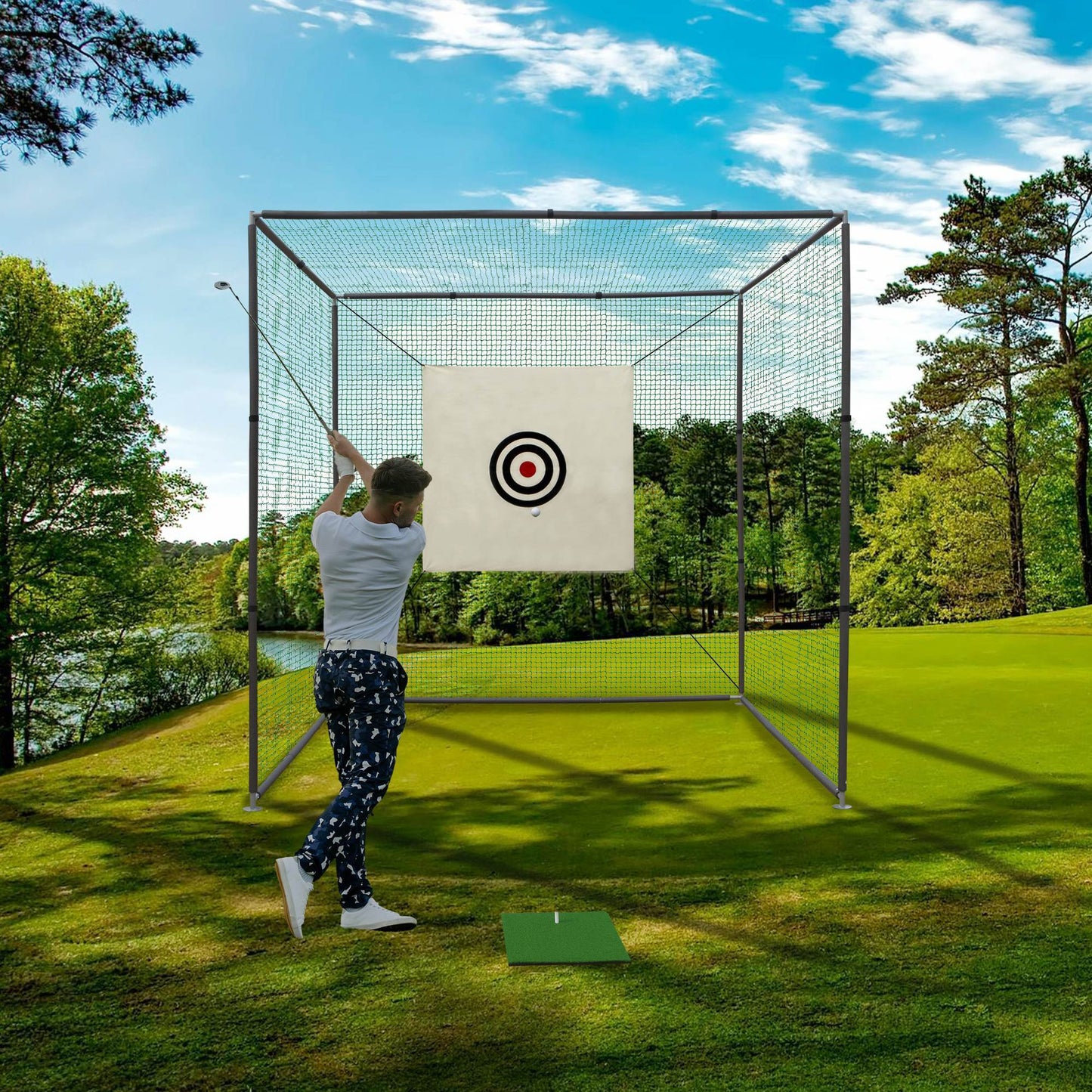 Golf Practice Net Cage with Metal Frame – Indoor & Outdoor Hitting Kit