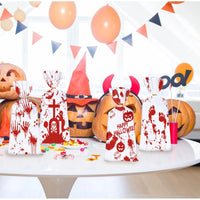 50pcs Halloween Cellophane Candy Bags – Bloody Treat Bags with Twist Ties for Party Snacks & Gifts