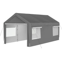 Carport Canopy 10×20 FT – Heavy Duty Boat & Car Garage with Removable Sidewalls, Roll‑Up Ventilated Windows & Galvanized Steel Frame (Grey)