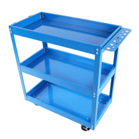 3‑Tier Rolling Mechanic Tool Cart – Heavy‑Duty Steel Utility Cart with Lockable Wheels & 450 lbs Capacity (Blue)