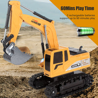 680° Rotating Remote Control Excavator Toy – Realistic Lights, Sounds & Alloy Bucket