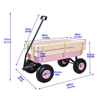 Outdoor Wagon – All‑Terrain Steel Pulling Cart with Wooden Railings, 10