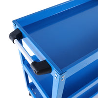3‑Tier Rolling Mechanic Tool Cart – Heavy‑Duty Steel Utility Cart with Lockable Wheels & 450 lbs Capacity (Blue)