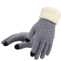 Women's Winter Knitted Gloves – Soft Acrylic Blend, Jacquard Texture, Stretch Fit for Cold Weather