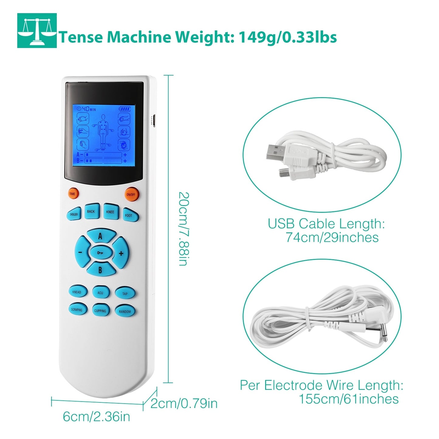 Impulse Massager Machine – 10 Modes, 4 Outputs, 8 Electrode Pads for Pain Relief, Muscle Recovery & Relaxation