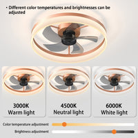 Ceiling Fan with Light – Dimmable LED Recessed Mounted Slim Modern Ceiling Fan with Remote Control (Rose Gold)