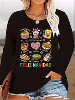 Women's Printed Long Sleeve Sweatshirt – Hoodless Crewneck Pullover for Casual Everyday Style
