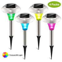 Solar Garden Lights – Color Changing LED Pathway Lights, IP44 Waterproof, Stainless Steel, 4/8/12/24 Pack