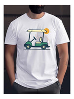 Men's Golf Cart Patterned T‑Shirt – Trendy Short Sleeve Crewneck for Casual Leisure Wear
