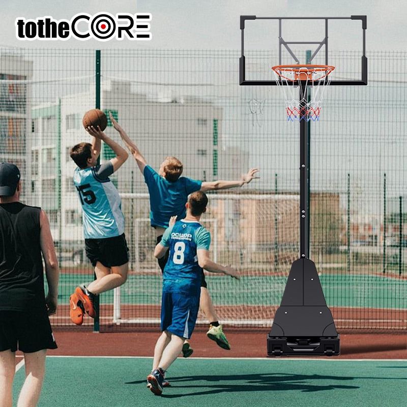 ToTheCore Adjustable Portable Basketball Hoop – 7.55‑10 ft Height, PC Backboard, Large Base with Wheels