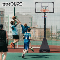 ToTheCore Adjustable Portable Basketball Hoop – 7.55‑10 ft Height, PC Backboard, Large Base with Wheels