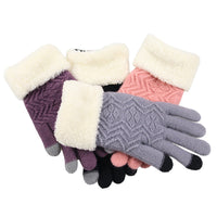 Women's Winter Knitted Gloves – Soft Acrylic Blend, Jacquard Texture, Stretch Fit for Cold Weather