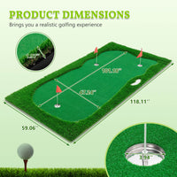 10x5 FT Golf Putting Green, Golf Training Mat With High-quality Turf, 3 Holes, 3 Flags And Cups For Indoor Outdoor