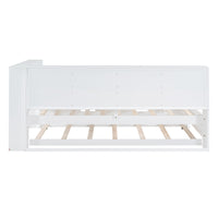Twin Size Wooden Daybed with Trundle – White Finish, Built‑In Shelf & USB Charging Ports  Space‑Saving Guest & Kids’ Room Solution