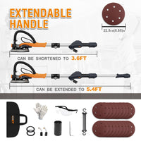 Electric Drywall Sander – 6-Speed Telescopic Wall & Ceiling Sander with Vacuum Dust Collection, LED Light & 18 Sanding Discs