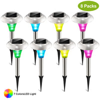 Solar Garden Lights – Color Changing LED Pathway Lights, IP44 Waterproof, Stainless Steel, 4/8/12/24 Pack
