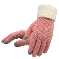 Women's Winter Knitted Gloves – Soft Acrylic Blend, Jacquard Texture, Stretch Fit for Cold Weather