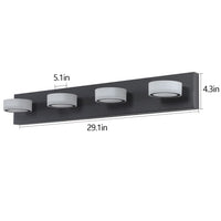 LED Modern Black 4‑Light Vanity Light – Rotatable Acrylic Bathroom Wall Fixture with Dimmable 24W LEDs