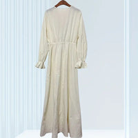 Elegant Floral Lace Maxi Dress – Bohemian V-Neck Long Sleeve Gown for Weddings & Special Occasions