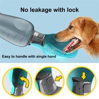 800ml Portable Dog Water Bottle – High‑Capacity Leakproof Design with Foldable Drinking Bowl for Outdoor Pet Use