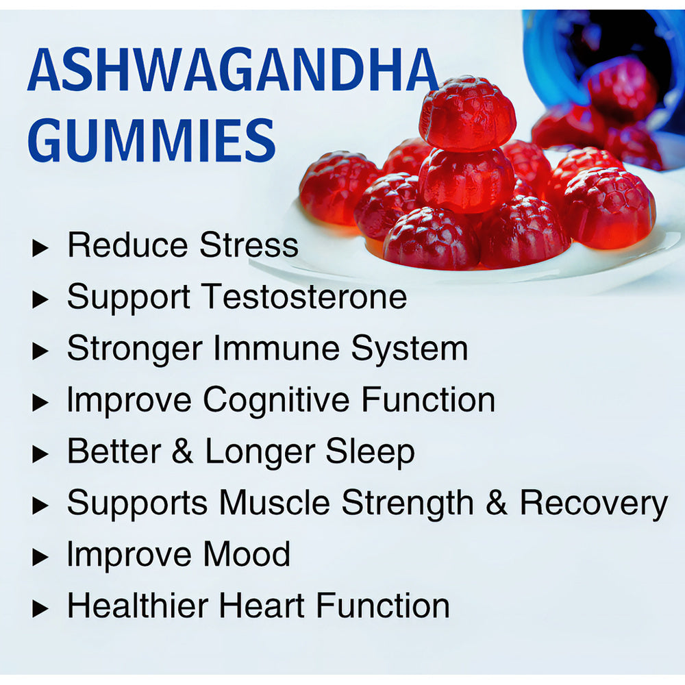Abronikey Ashwagandha & Vitamin D Gummy-Mixed Berry, KSM-66, Vegan,PlantBased, Non-GMO, Gluten-Free & Gelatin Free