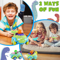 2-Pack Dinosaur Remote Control Cars with Lights & Music – Rechargeable, Multiplayer Fun for Kids Ages 3+