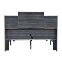 Queen Size Storage Platform Bed – Gray Finish, 4 Open Shelves & USB Charging Ports  No Box Spring Needed