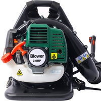 52CC Gas Backpack Leaf Blower – 2‑Cycle, 2.0HP with Extension Tube, Lightweight & Ergonomic Design (Green)