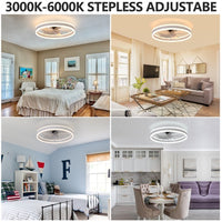 Ceiling Fan with Light – Modern Dimmable LED Ceiling Fan with Remote Control, 6 Speeds & Timer (White)