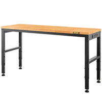 Workbench Adjustable Height,  2000 LBS Load Capacity, With Power Outlets & Hardwood Top & Metal Frame & Foot Pads, For Workshop Office Home