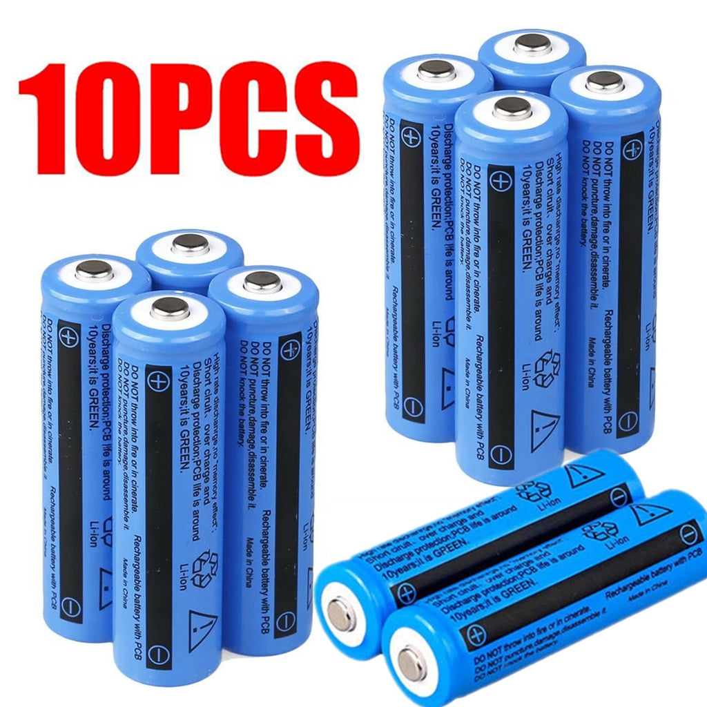 10‑Pack Li‑ion Rechargeable Batteries – 3000mAh 3.7V 18650 Cells for Flashlights, Tools & Portable Devices (Blue)