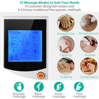 Impulse Massager Machine – 10 Modes, 4 Outputs, 8 Electrode Pads for Pain Relief, Muscle Recovery & Relaxation