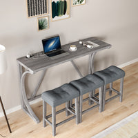 Bar Table & Chair Set with Power Socket – Modern Space-Saving Dining Set for Living Room, Game Room & Kitchen