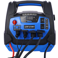 Rechargeable Jump Starter For Gas Diesel Vehicles - 1800 Amps With Air Compressor And AC, 12V DC, USB Power Station