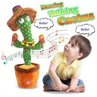 Talking Repeating Dancing Cactus Toy – Plush with Songs, Voice Repeater, Mexican Hat & Maracas  USB Powered