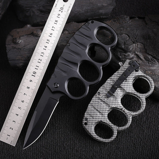 Outdoor Folding Knife – 5Cr17MoV Stainless Steel Blade, Carbon Fiber Finish & Tactical Gloves  Camping, Defense & Survival Tool