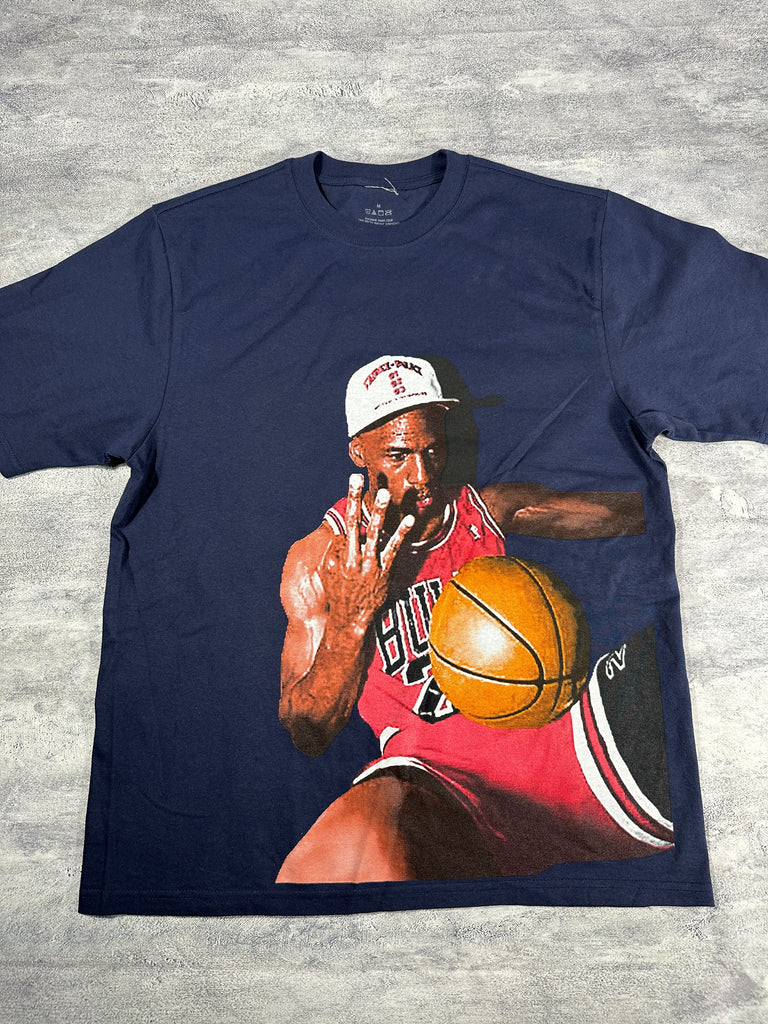 Michael Jordan Three‑Peat Navy T‑Shirt  Vintage Chicago Bulls Championship Tee