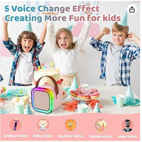 Kids Mini Karaoke Machine – Bluetooth Speaker with 2 Wireless Microphones, Voice Changer, Disco Lights & Long Battery Life