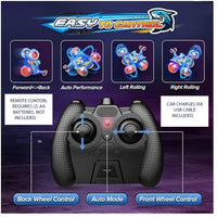 Remote Control Stunt Car Shark RC Toy – 360° Rotating, LED Lights, Outdoor RC Car for Kids (Blue)