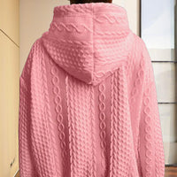 Women's Ribbed Long Sleeve Hoodie – Loose Fit Pullover for Fall & Winter Casual Wear