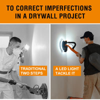 Electric Drywall Sander – 6-Speed Telescopic Wall & Ceiling Sander with Vacuum Dust Collection, LED Light & 18 Sanding Discs