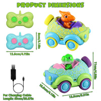 2-Pack Dinosaur Remote Control Cars with Lights & Music – Rechargeable, Multiplayer Fun for Kids Ages 3+