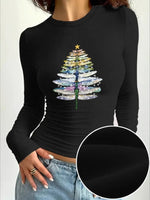 Women's Printed Long Sleeve Sweatshirt – Hoodless Crewneck Pullover for Casual Style